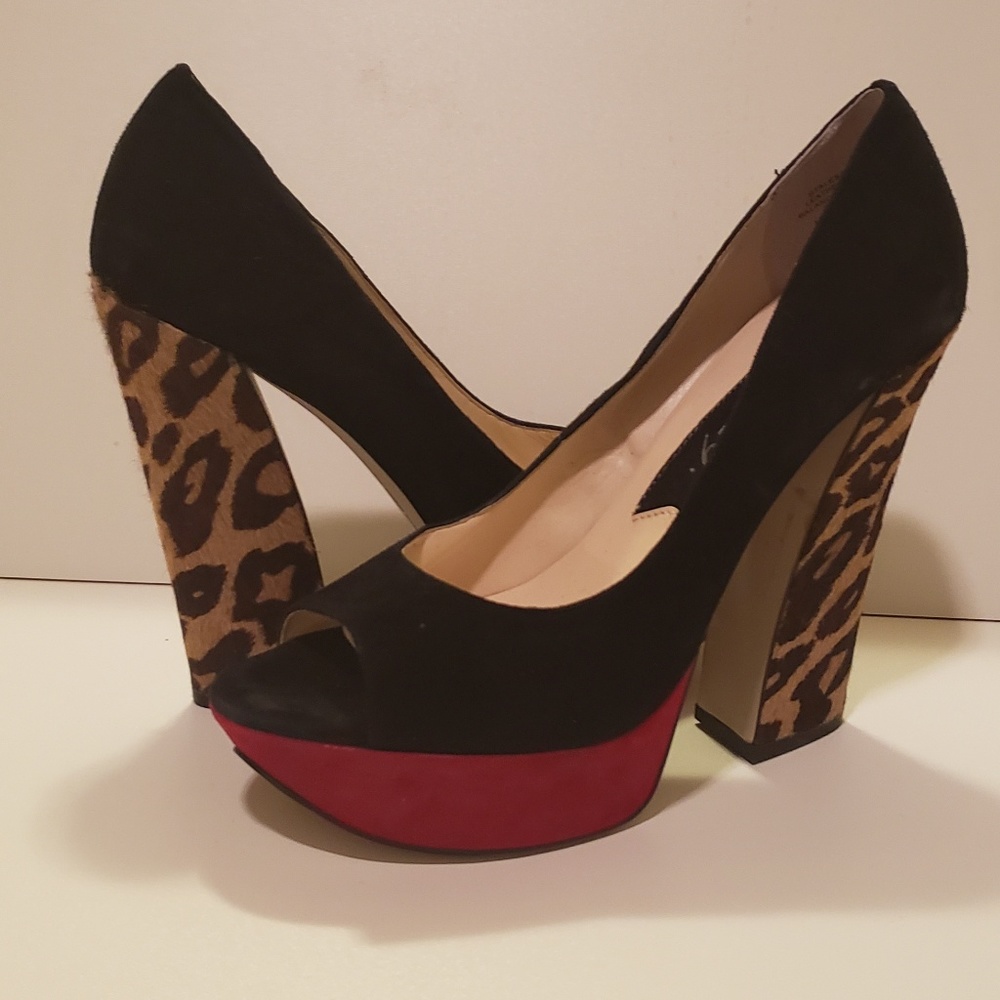 Boutique 9 Black Red Leopard Heels